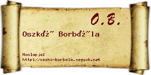 Oszkó Borbála névjegykártya